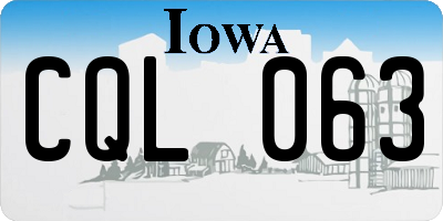 IA license plate CQL063