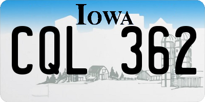 IA license plate CQL362