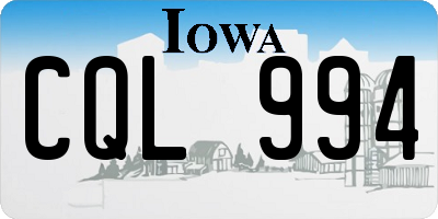 IA license plate CQL994