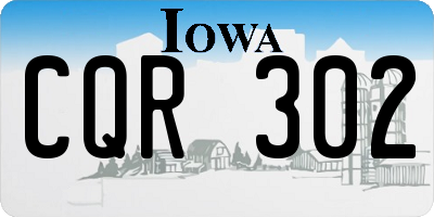 IA license plate CQR302