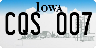 IA license plate CQS007