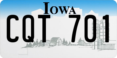 IA license plate CQT701