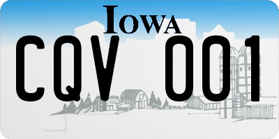 IA license plate CQV001
