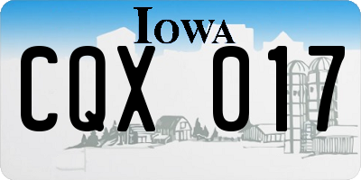 IA license plate CQX017