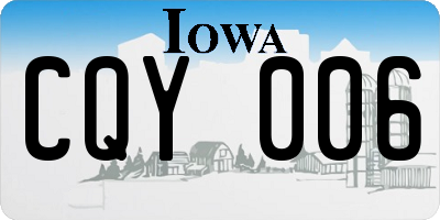 IA license plate CQY006