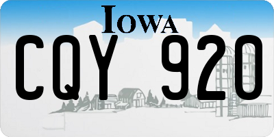 IA license plate CQY920