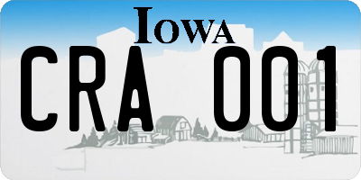IA license plate CRA001
