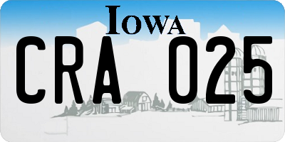 IA license plate CRA025