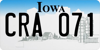 IA license plate CRA071