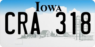 IA license plate CRA318