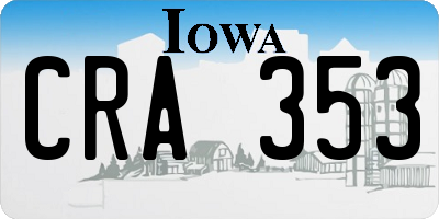 IA license plate CRA353
