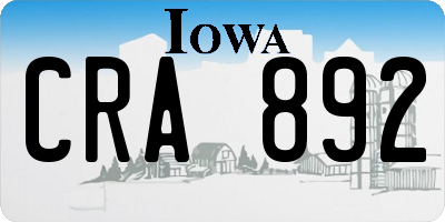 IA license plate CRA892