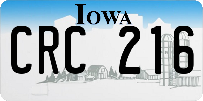 IA license plate CRC216