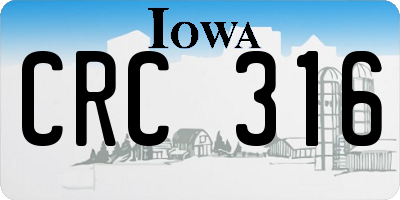 IA license plate CRC316