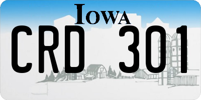 IA license plate CRD301