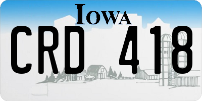 IA license plate CRD418