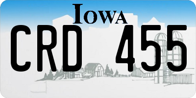 IA license plate CRD455