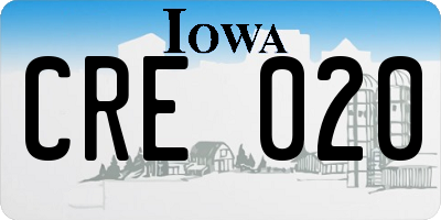 IA license plate CRE020