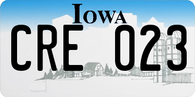 IA license plate CRE023
