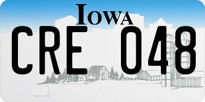 IA license plate CRE048