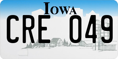 IA license plate CRE049