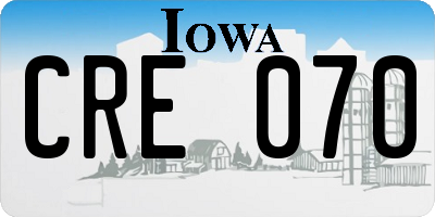 IA license plate CRE070
