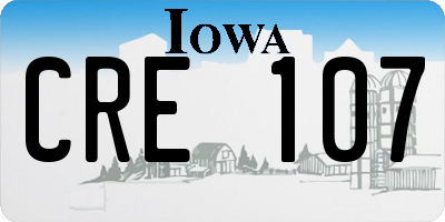 IA license plate CRE107