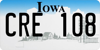 IA license plate CRE108