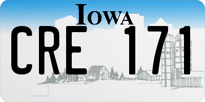 IA license plate CRE171