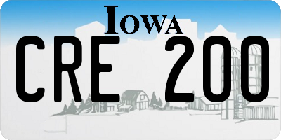IA license plate CRE200
