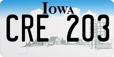 IA license plate CRE203