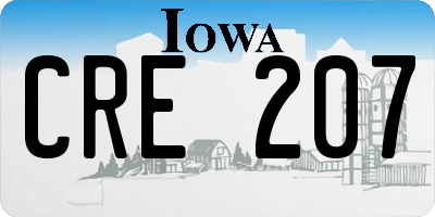 IA license plate CRE207