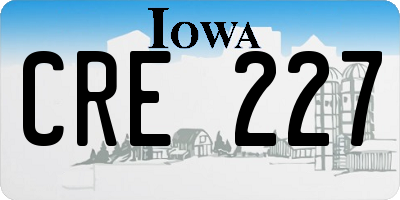 IA license plate CRE227