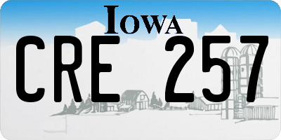 IA license plate CRE257
