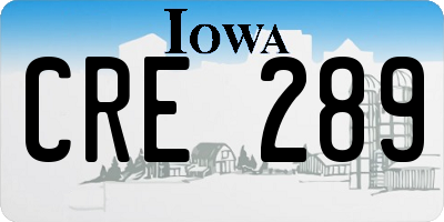IA license plate CRE289