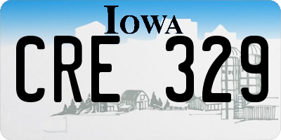 IA license plate CRE329