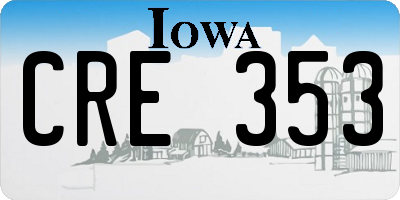 IA license plate CRE353