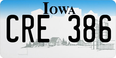IA license plate CRE386