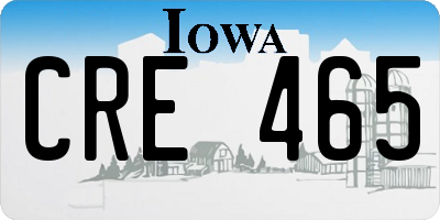 IA license plate CRE465