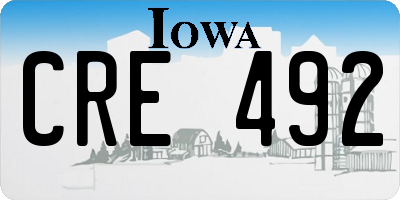IA license plate CRE492