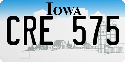 IA license plate CRE575