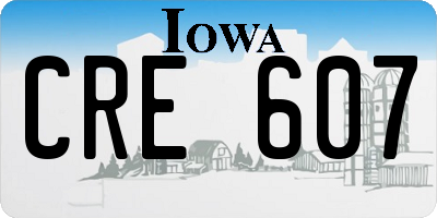 IA license plate CRE607