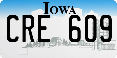 IA license plate CRE609