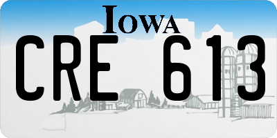 IA license plate CRE613