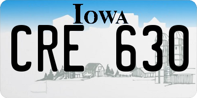 IA license plate CRE630