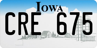 IA license plate CRE675