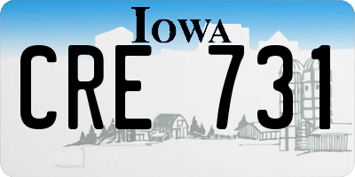IA license plate CRE731