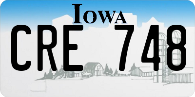 IA license plate CRE748