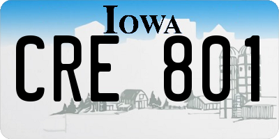 IA license plate CRE801