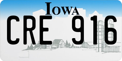 IA license plate CRE916
